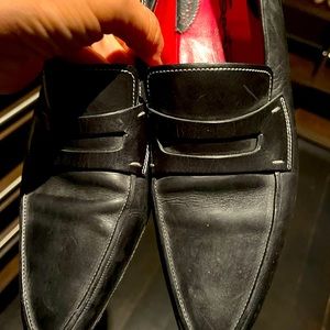 Black leather Italian loafers